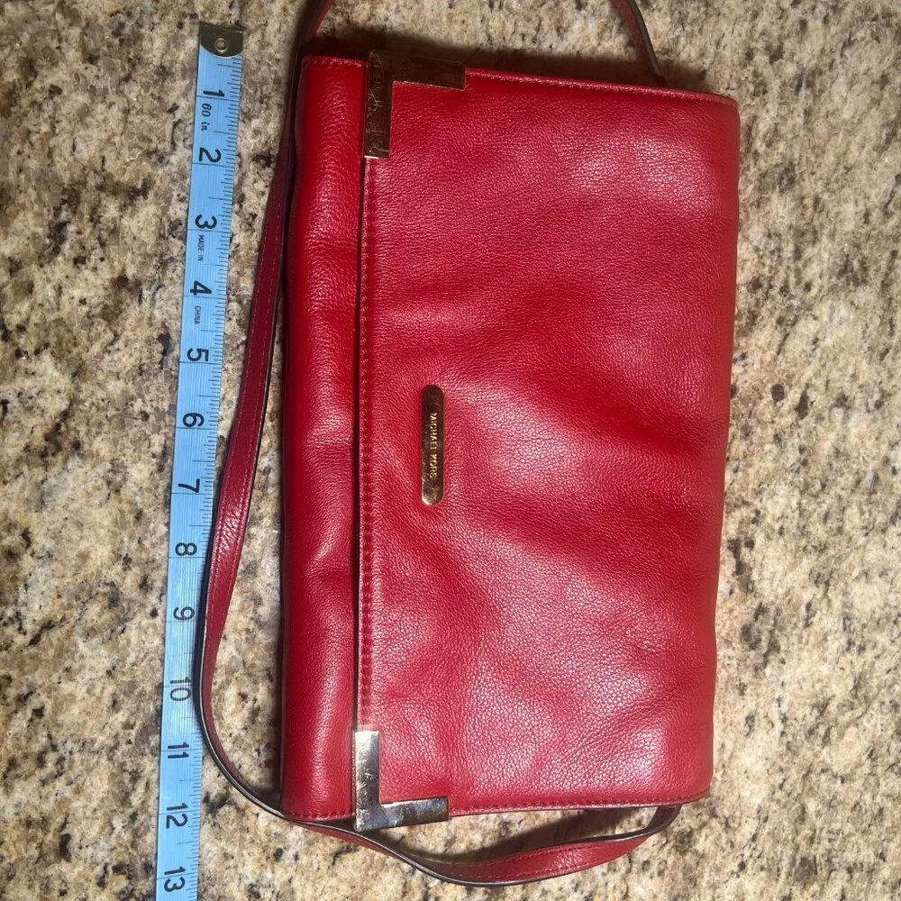 Michael Kors Red Beverly Clutch Shoulder Bag